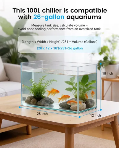 Vista 7 de BAOSHISHAN 1/13 HP Enfriador de acuario 26 galones 100L sistema de refrigeración por agua Quiet Compressor Refrigeration, Precise Cooling Aquarium