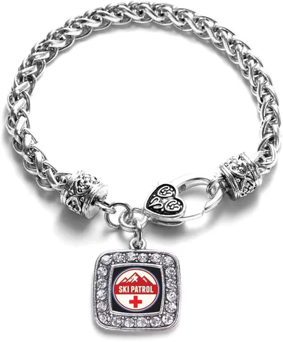 Vista 126 de Pulsera de dijes cuadrados de plata con joyería de circonita cúbica