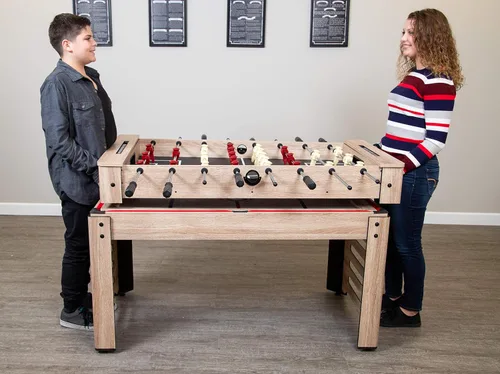 Vista 13 de Hathaway Madison - Mesa multijuego 6 en 1 de 54 pulgadas, ideal para salas de juegos familiares, incluye billar, futbolín, hockey deslizante, tenis