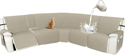 Vista 69 de Arfntevss Fundas de sofá modular reclinable, 100% impermeable, en forma de L, para sillón reclinable en forma de L, funda seccional lavable
