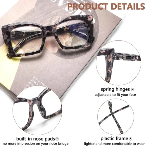 Vista 5 de Paquete de 4 lentes de lectura multifocales progresivos para mujeres, estilo Oprah, bloqueo de luz azul, lectores de computadora