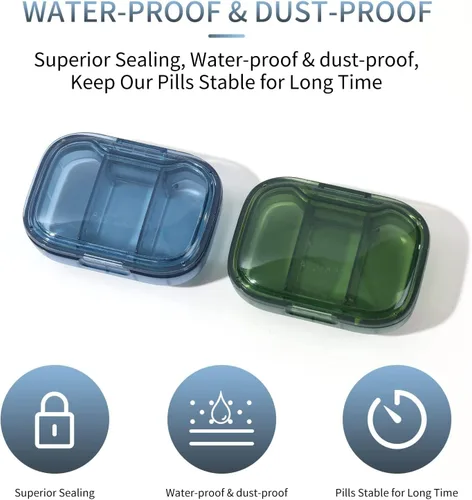Vista 6 de Pastillero de 3 compartimentos, caja a prueba de humedad, organizador de pastillas para viajes, pastillero portátil diario para medicinas