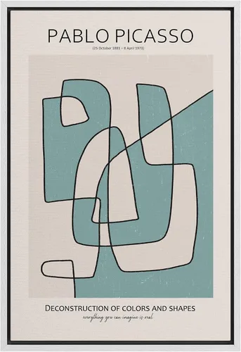 Vista 8 de SIGNLEADER Lienzo enmarcado para pared, arte semicírculo de mediados de siglo, formas geométricas, ilustraciones, arte moderno, contemporáneo
