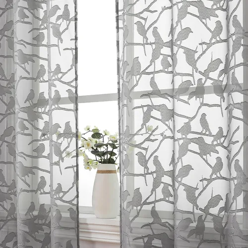 Vista 79 de OVZME Anji Clip Voile Sheer Tiers RD 2X30X36 Negro