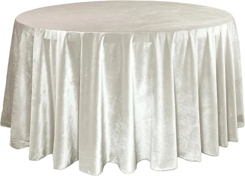 Vista 9 de YOUR CHAIR COVERS - Mantel redondo de terciopelo de 120 pulgadas - Mantel de lino negro para mesas redondas estándar