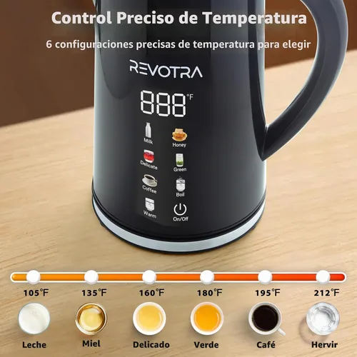 Vista 5 de Hervidor eléctrico 1.7L, interior de acero inoxidable, 1500 vatios Pantalla LED, control de temperatura, mantiene el calor, apagado automático