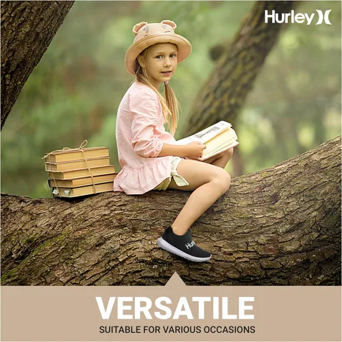 Vista 3 de Hurley Camby Kids - Tenis de lona sin cordones para niños, zapatos de skate de corte bajo para niños, correr, caminar, zapatos deportivos