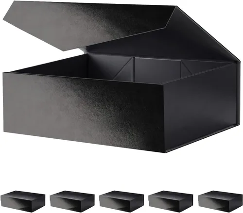 Vista 18 de Caja de regalo negra con ventana, caja de regalo magnética transparente para regalo, caja de propuesta de padrino de boda (10.5 x 7.5 x 3 pulgadas)