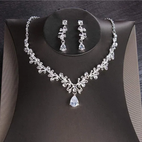 Vista 5 de Hair Crowns for Women Luxury Crystal Heart Bridal Jewelry Set Rhinestone Crown Tiaras Earrings Choker Necklace Set Wedd