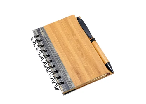 Vista 6 de Bamboo Covered Notebook, Spiral Hardcover, Bamboo Ballpoint Pen, Diary for Students, Sketches, Writing, Lined Page, Arts & Crafts, Note-Taking, 70
