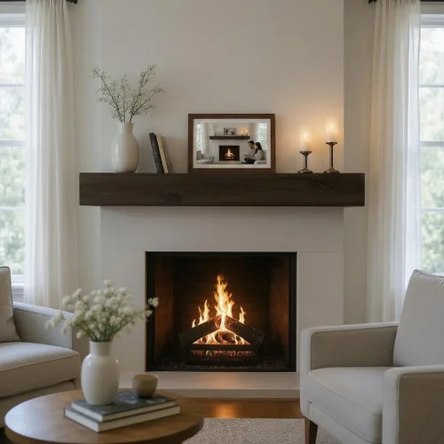 Vista 5 de U Pick Size & Finish - Mantel flotante de madera rústica para chimenea