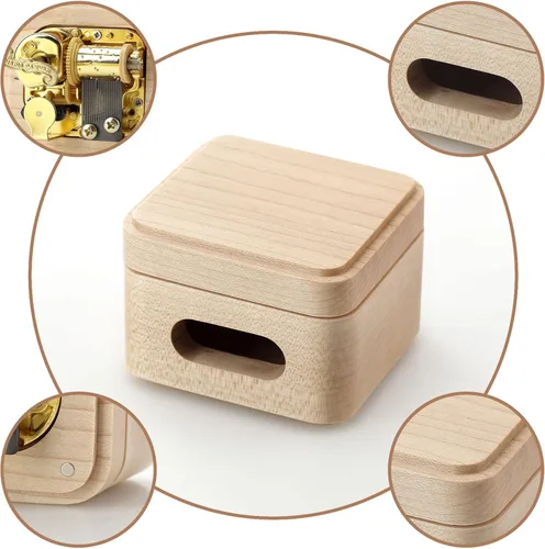 Vista 3 de SOFTALK Caja de música de madera con sonido de 18 notas, cajas musicales enrolladas, regalos para Navidad, cumpleaños, día de San Valentín