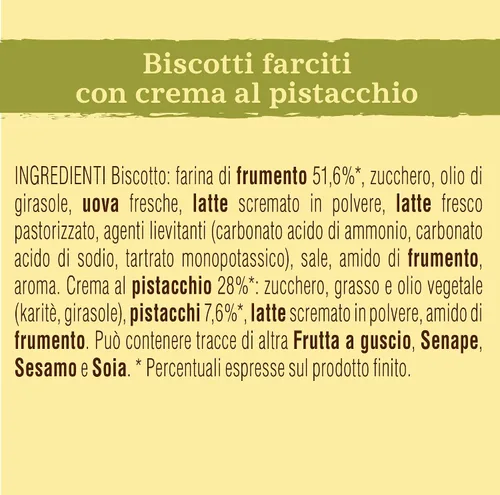 Vista 3 de Galletas Mulino Bianco, Relleno de Crema de Pistacho, 168g