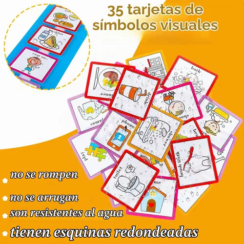 Vista 4 de 35 tarjetas visuales de horario, tarjetas de rutina, tabla de tareas en el hogar, materiales de aprendizaje para autismo, con 35 puntos de gancho