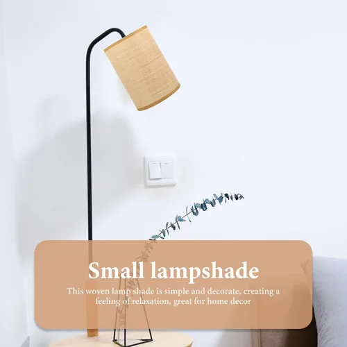 Vista 4 de Angoily Pantalla de lámpara de ratán tejida para lámparas de pie de mesa, pantalla de tambor rústica para decoración del hogar, accesorio