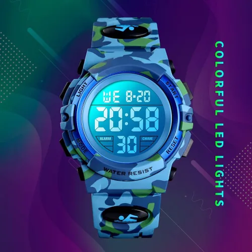 Vista 5 de Dayllon Kids Digital Watch Outdoor Sports 50M Waterproof Electronic Watches Alarm Clock 1224 H Stopwatch Calendar Boy Girl Wristwatch