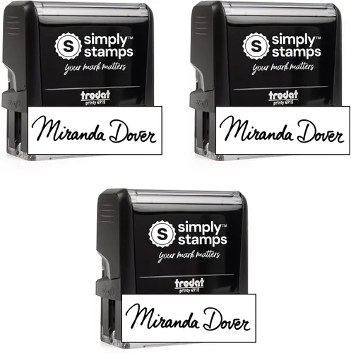 Vista 13 de Sello de firma personalizada - Insignia personalizada - Autoentintado - ¡Tu elección de 7 colores de tinta! (1, Grande)
