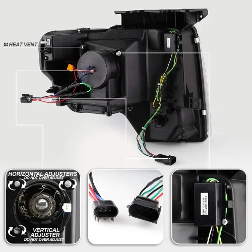 Vista 3 de ACANII - Para Ford F150 Pickup Truck 2009-2014 [Estilo Raptor] LED Tube Switchback Señal Proyector Faros Faros Faros