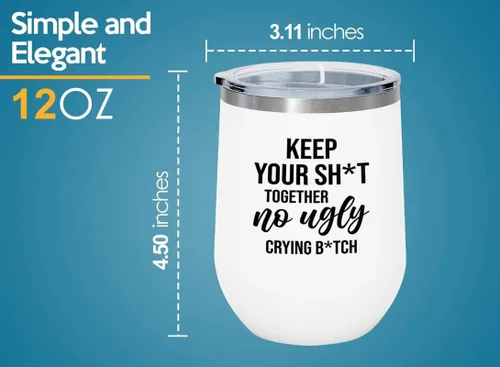 Vista 4 de Bride Proposal White Edition Vaso de vino de 12 onzas – No Ugly Crying – Regalo conmovedor para ceremonia de boda, despedida de soltera de hermana