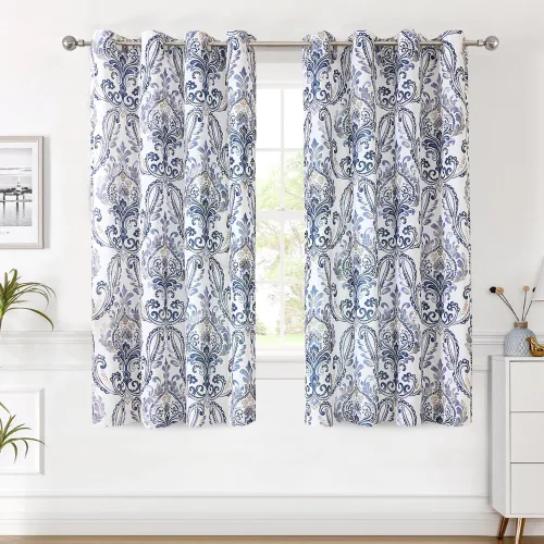 Vista 2 de H.VERSAILTEX - Cortinas florales para dormitorio de 63 pulgadas de largo, juego de 2 paneles, estilo de campo, cortinas semitransparentes para sala