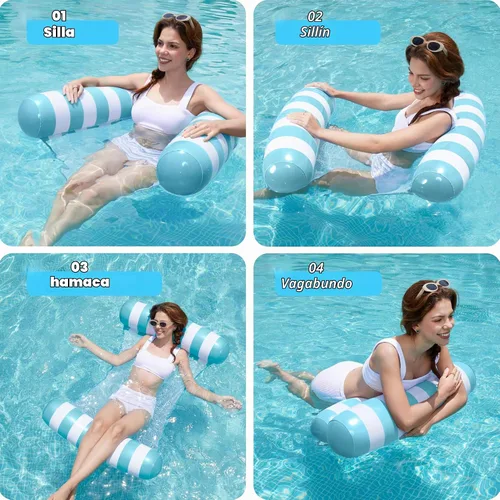 Vista 2 de SLOOSH Hammock Pool Floats Adults, 4-in-1 Multi-Purpose Inflatable Pool Floaties PVC Water Hammock Lounge Floaties