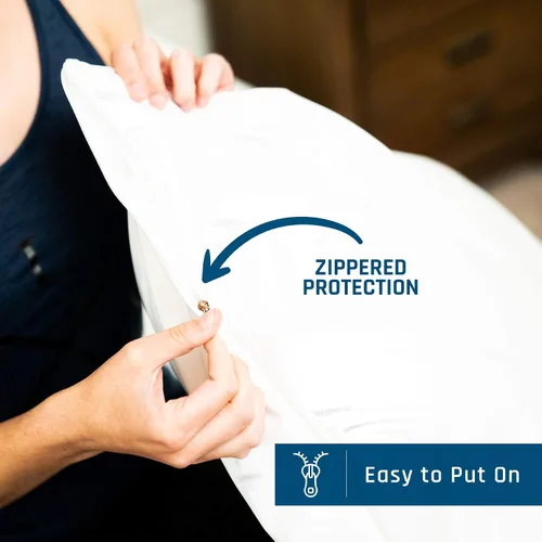 Vista 5 de Fundas de almohada antialérgicas contra la suciedad, protector irritante, funda de algodón de rizo transpirable de alta calidad, 100% impermeable