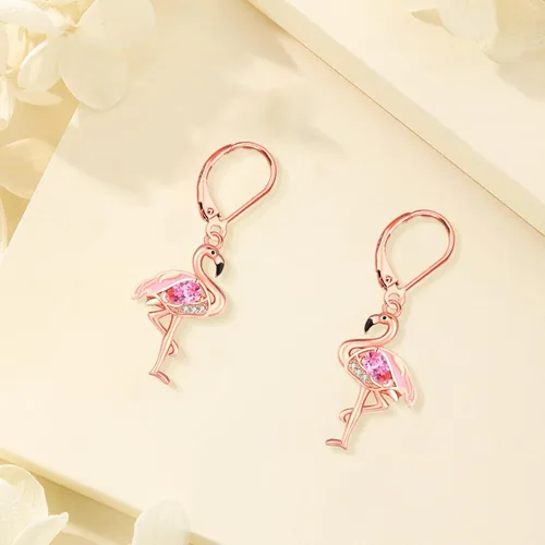 Vista 21 de Aretes colgantes de plata de ley con diseño de árbol de la vida, flor, abeja, animales, gato, colibrí, piedra lunar, turquesa, aretes con cierre