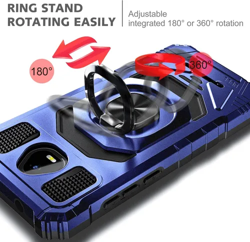 Vista 5 de Funda diseñada para Schok Volt SV55 con protector de pantalla [vidrio templado], funda protectora a prueba de golpes [grado militar] con soporte