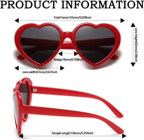 Vista 3 de Polarized Heart Shaped Sunglasses Women Retro Fashion Style UV400 Protection