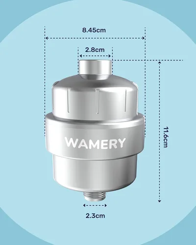 Vista 2 de Wamery Filtro de cabezal de ducha para agua dura, filtro alcalino en línea multietapa, ayuda a reducir el cloro y los olores, ajuste universal