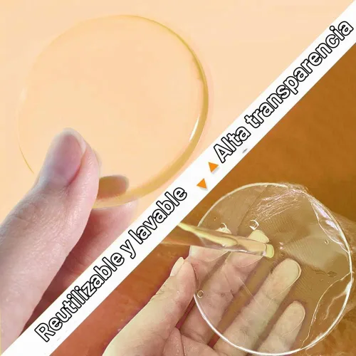 Vista 4 de Protector de pared para tope de puerta (paquete de 6) – Protector adhesivo reutilizable – Gel transparente, silencioso, absorbente de golpes
