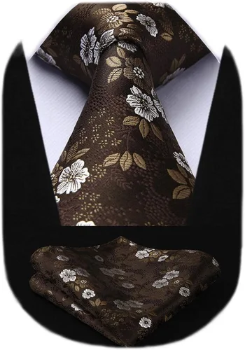 Vista 68 de Corbatas florales tejidas clásicas para hombre, corbata cuadrada de bolsillo, corbatas formales para hombres, boda con pañuelo