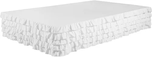 Vista 5 de Falda de cama escalonada con volantes de cascada 100% microfibra cepillada con caída de 14 pulgadas, tamaño individual, color azul Allure