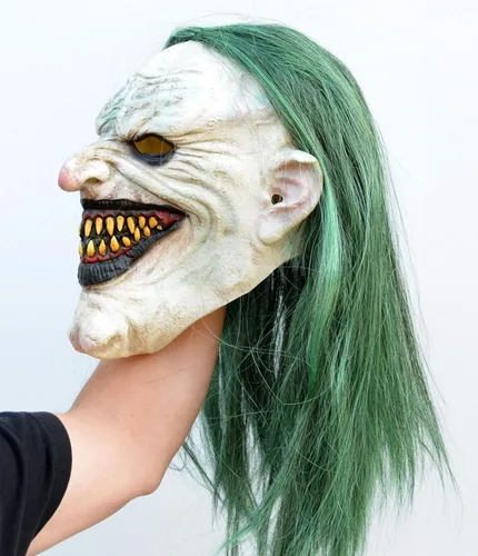 Vista 4 de Acid Tactical Máscara de payaso de Halloween con pelo para fiesta de disfraces Cosplay payaso Jokester