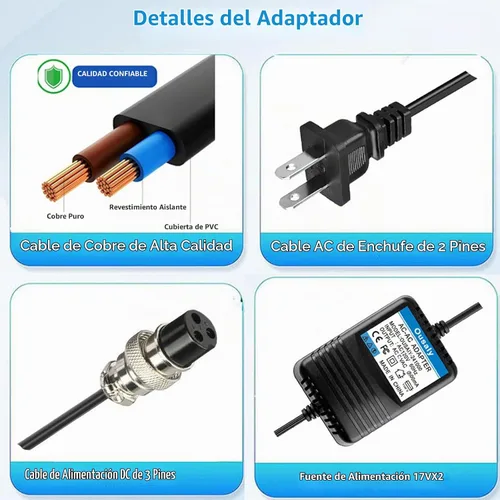 Vista 3 de AC17VX2 600mA para mezclador de consola mezcladora, adaptador de corriente alterna, conector de 3 pines para Yamaha
