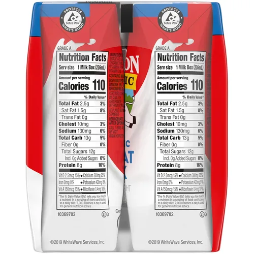 Vista 10 de Horizon Organic Cajas de leche bajas en grasa, 1% estables, paquete de 0.21-0.28 oz de proteína por porción