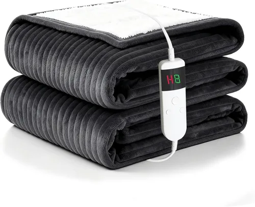 Vista 15 de Manta térmica portátil con mangas y bolsillo para el pie, manta térmica de calentamiento rápido con 10 ajustes de calor apagado automático