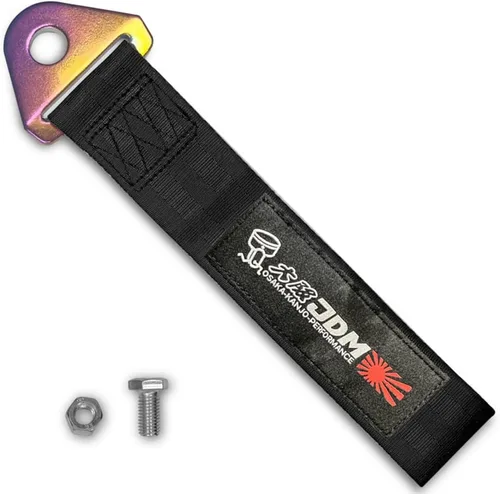 Vista 13 de Q1-TECH, Correa de remolque JDM – Cinturón de remolque de carreras deportivas, gancho de cuerda de tracción personalizado para parachoques delantero