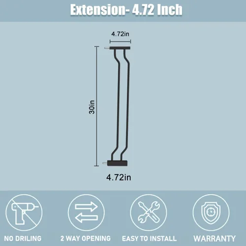 Vista 3 de Puerta extra ancha para bebés con extensiones de 4.72 pulgadas, paso, cierre automático, puerta de seguridad infantil de montaje a presión
