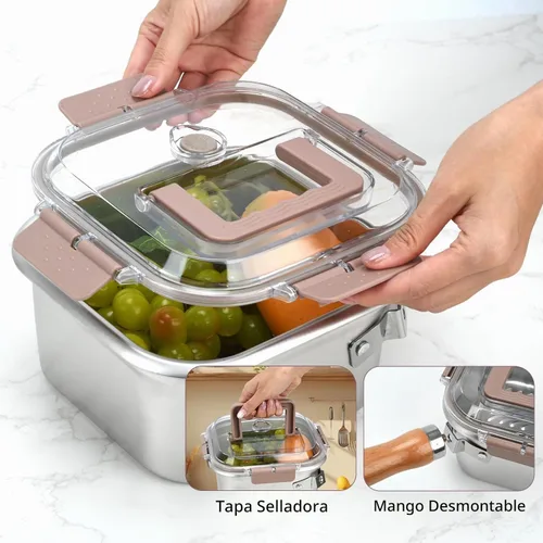 Vista 3 de Freidora de acero inoxidable, olla cuadrada con cesta y tapa, sartén profunda portátil con asa, colador de aceite, olla multifuncional para freír