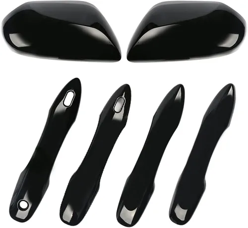 Vista 2 de Tapas negras para espejo de puerta lateral + cubiertas de manija de puerta de repuesto para accesorios Toyota Camry 2018, 2019, 2020, 2021, 2022
