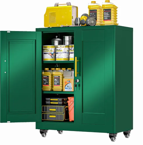 Vista 9 de Metal Garage Storage Cabinet, 36” Lockable Rolling Cabinet Black