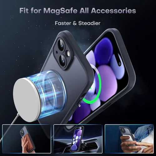 Vista 486 de TOCOL Funda para iPhone 11, compatible con Magsafe, protección completa de cámara, imanes integrados, protección contra caídas, funda translúcida