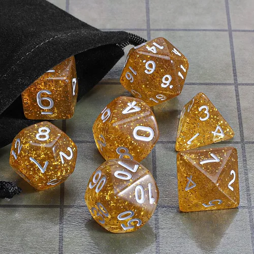 Vista 6 de CiaraQ DND - Juego de dados poliédricos con una bolsa de dados negra para juegos de mesa de rol D&D RPG MTG