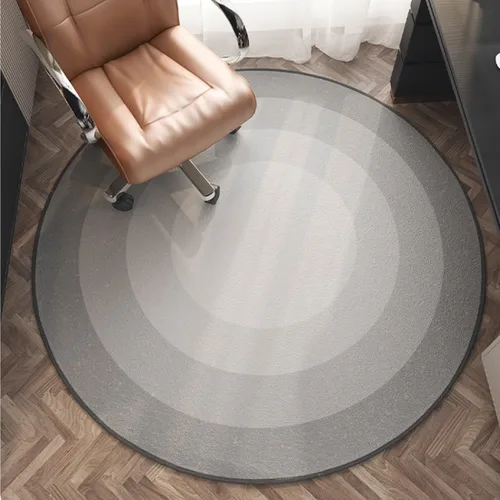 Vista 5 de Tapete redondo para silla de piso de madera dura, lavable, antideslizante, protector de suelo para sillas rodantes, sala de estar, dormitorio, gris
