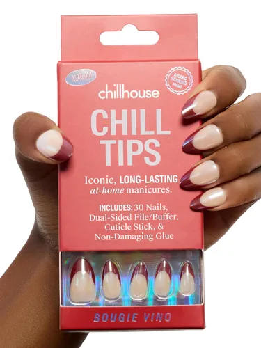 Vista 13 de Chillhouse - Kit de uñas a presión con punta francesa Chill Tips, Bougie Barre (almendra) - 30 formas y tamaños de uñas - 2 semanas de uso - Ajuste