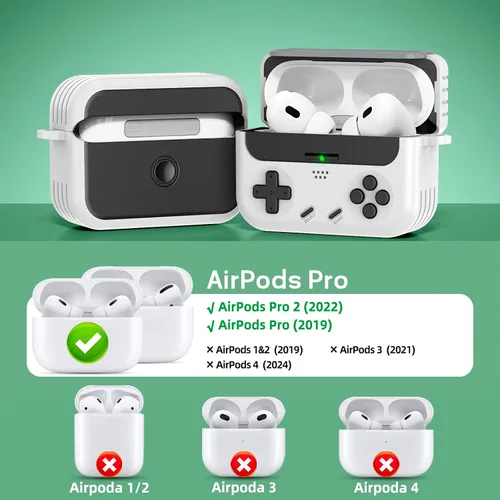 Vista 3 de Inesore Funda compatible con AirPods Pro de 2ª/1ª generación con soporte para teléfono y kit de limpieza, compatible con MagSafe, bloqueo automático