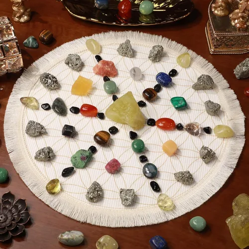 Vista 3 de Juego de 38 cristales y piedras curativas. Juego de cristales curativos de 65 onzas para meditación, colección de cristales, decoración. Juego