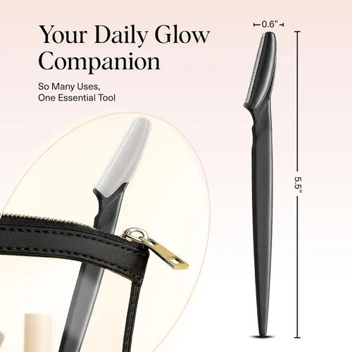 Vista 5 de Kitsch Dermaplane - Maquinilla de afeitar facial para mujeres y hombres, maquinillas de afeitar para cejas y afeitadora facial - Maquinilla de Negro