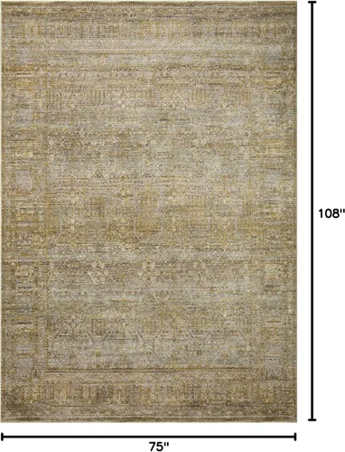 Vista 2 de Loloi Jean Stoffer Bradbury Collection, Dove & Gold, alfombra de área de 6 pies a 3 pulgadas x 9 pies, alfombra moderna y tradicional para sala
